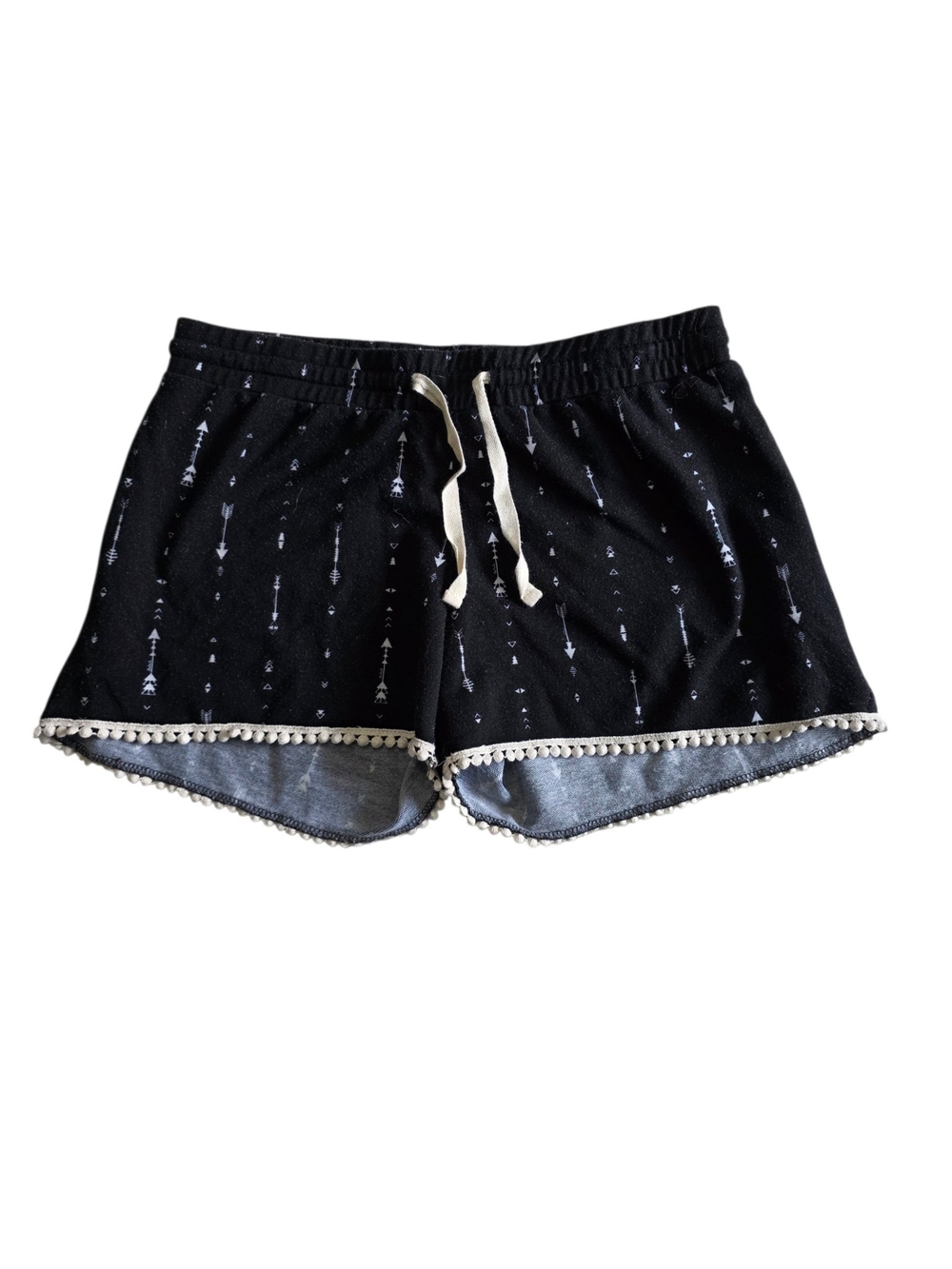 Cloud Chaser Black Arrow-Print Shorts with Cream Trim